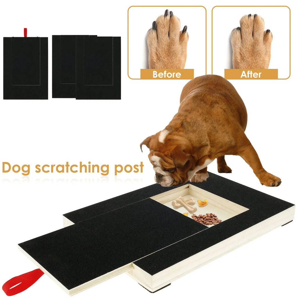 Pawaroo Wooden Dog Nail File Scratch Board with Treat Box for Puppies & Dogs