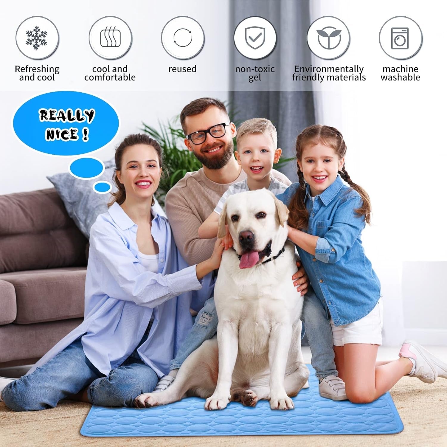 Pawaroo Cooling Mat for Dogs & Cats | 70 × 55 cm Washable Pet Chill Mat – Blue