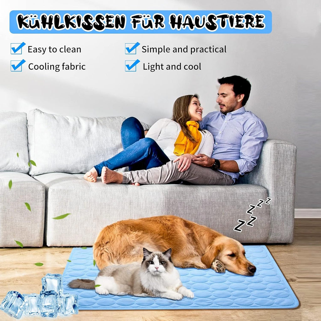Pawaroo Cooling Mat for Dogs & Cats | 70 × 55 cm Washable Pet Chill Mat – Blue