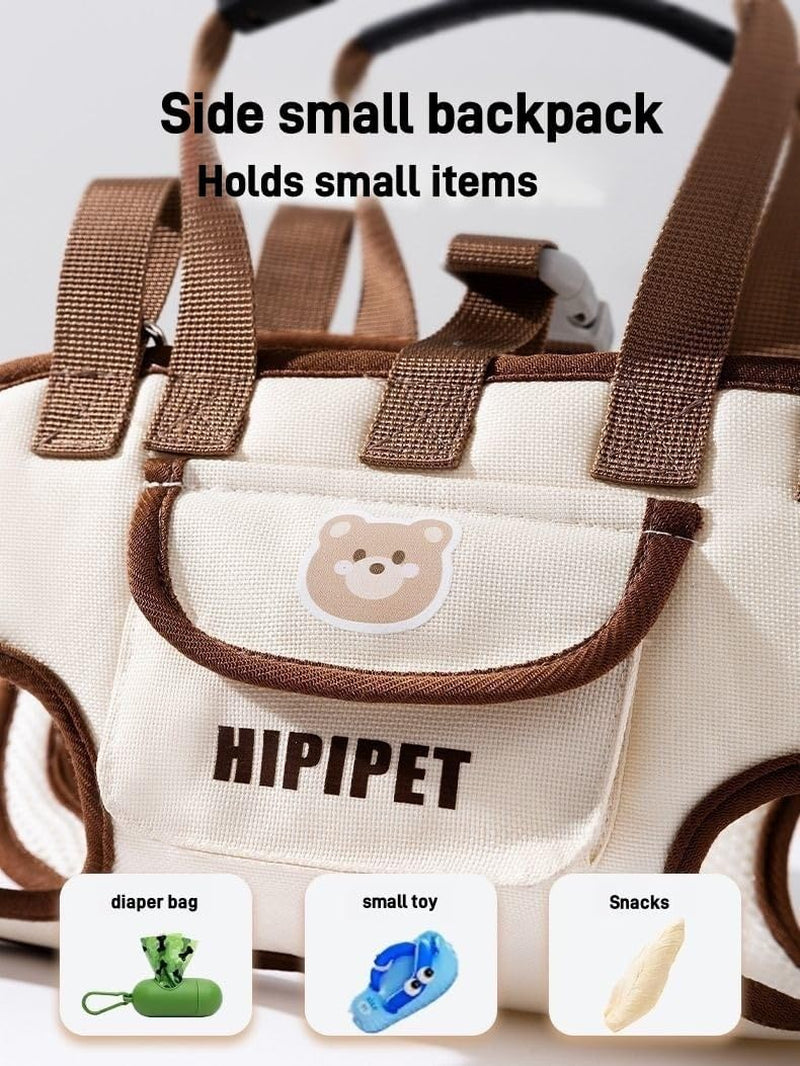 HIPIPET Dog Carrier Backpack, Portable Pet Shoulder Bag with Leash, for Small Dogs 1.8-8.2 Kg, Beige (Brown, S)