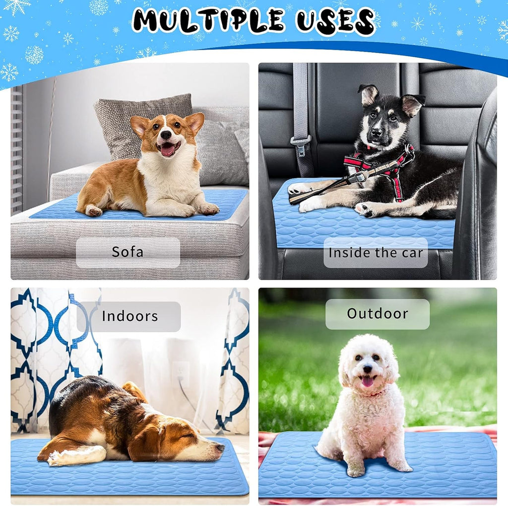 Pawaroo Cooling Mat for Dogs & Cats | 70 × 55 cm Washable Pet Chill Mat – Blue