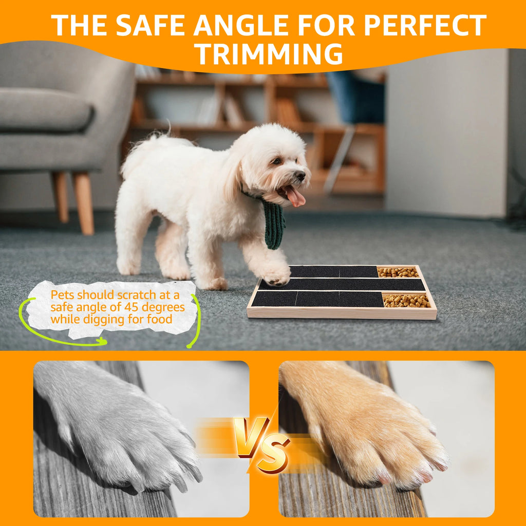 Pawaroo Wooden Dog Nail File Scratch Board with Treat Box for Puppies & Dogs