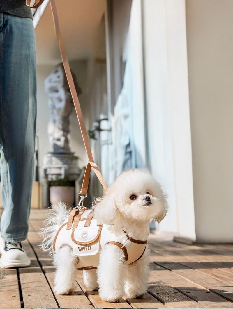 HIPIPET Dog Carrier Backpack, Portable Pet Shoulder Bag with Leash, for Small Dogs 1.8-8.2 Kg, Beige (Brown, S)
