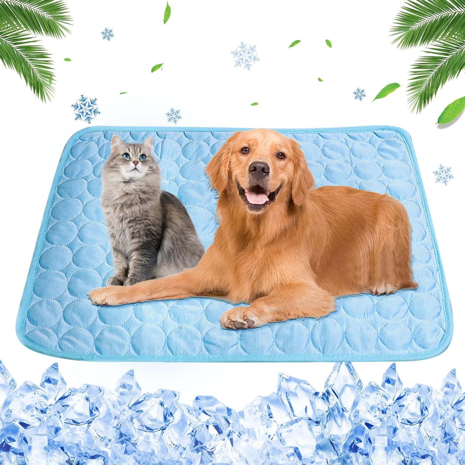 Pawaroo Cooling Mat for Dogs & Cats | 70 × 55 cm Washable Pet Chill Mat – Blue