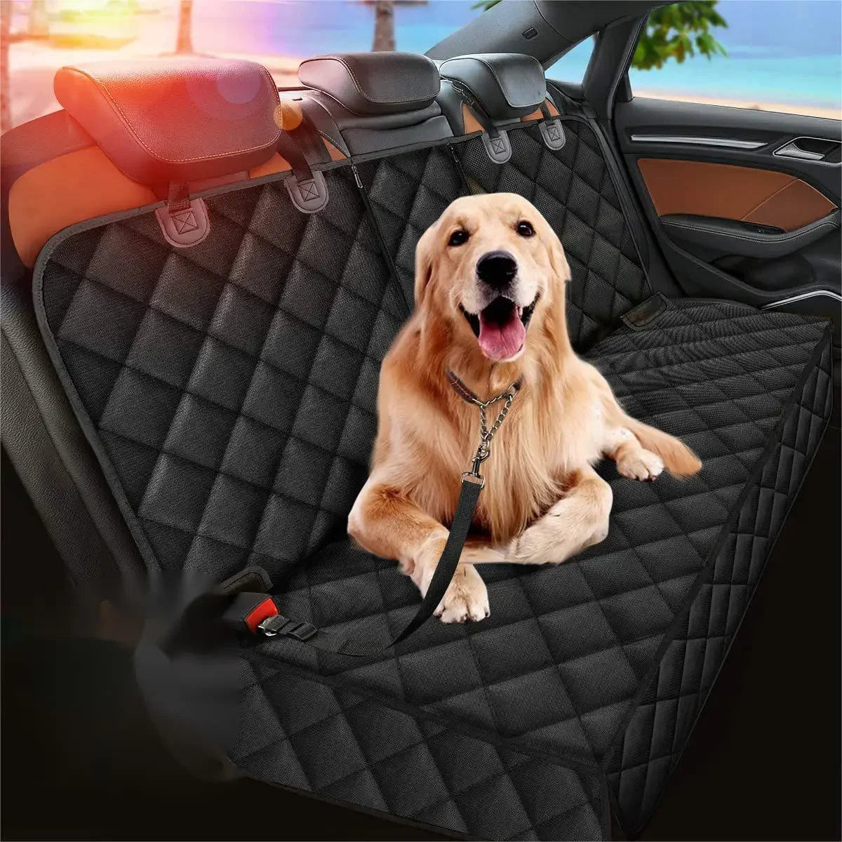 Pawaroo Waterproof Dog Car Seat Cover | Rear Seat Hammock & Travel Protector – Black