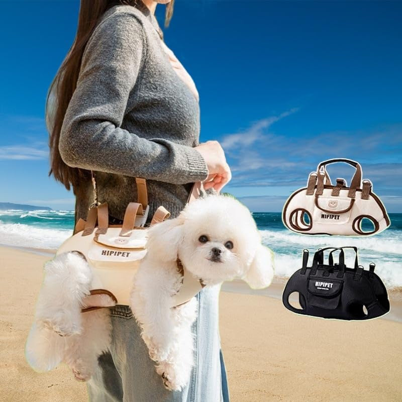 HIPIPET Dog Carrier Backpack, Portable Pet Shoulder Bag with Leash, for Small Dogs 1.8-8.2 Kg, Beige (Brown, S)