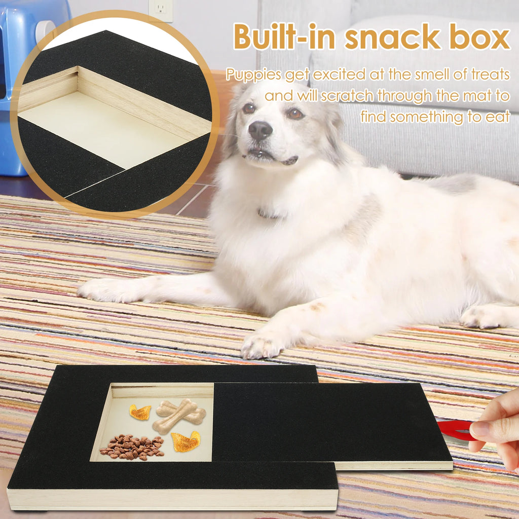Pawaroo Wooden Dog Nail File Scratch Board with Treat Box for Puppies & Dogs