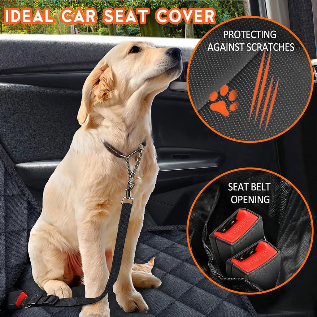 Pawaroo Waterproof Dog Car Seat Cover | Rear Seat Hammock & Travel Protector – Black